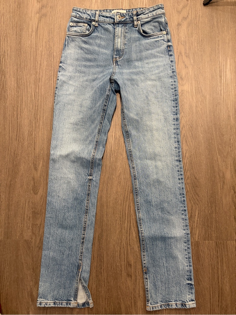 Zara Light Wash Slim Straight Jeans